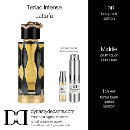 Fragrance sample bottle for Teriaq Intense by Lattafa