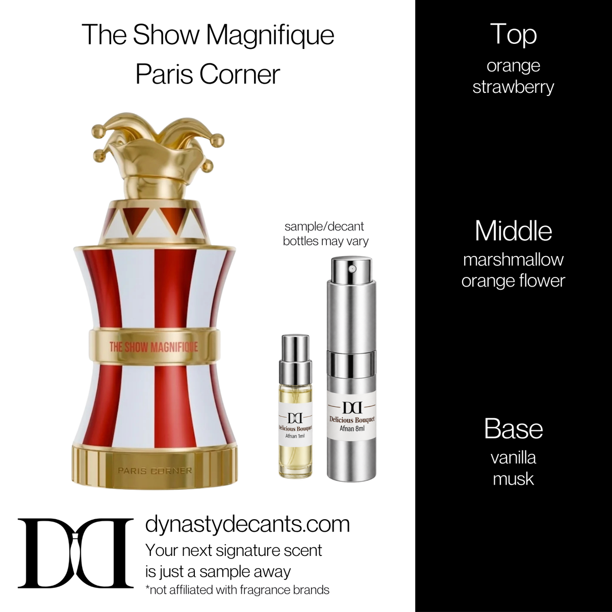 Fragrance sample bottle for The Show Magnifique by Paris Corner