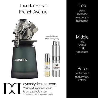 Fragrance sample bottle for Thunder Extrait by French Avenue
