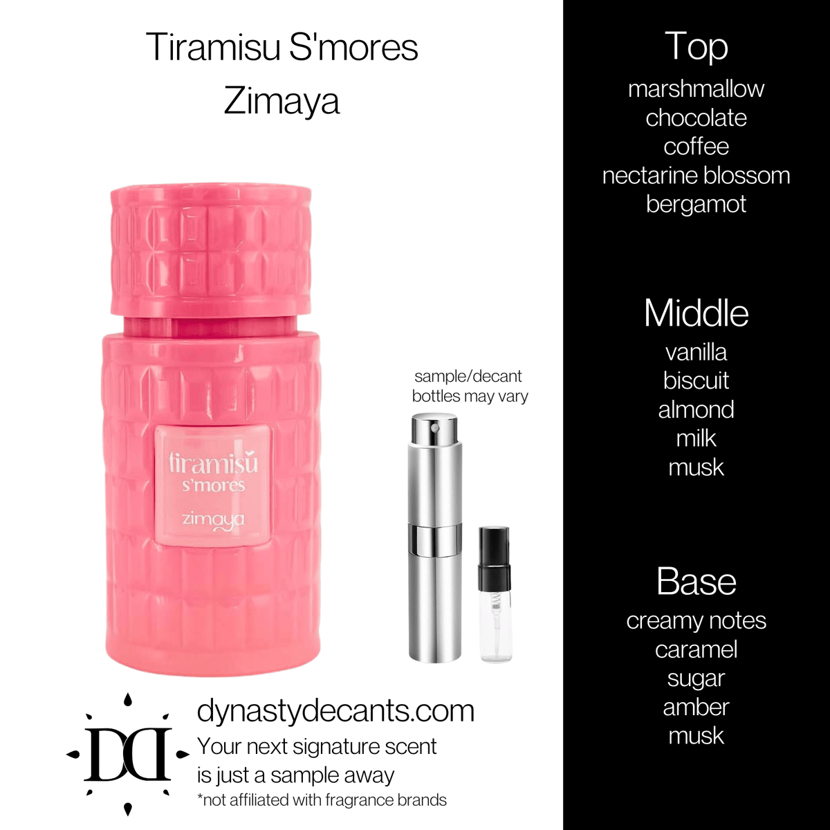 Fragrance sample bottle for Tiramisu S'mores by Zimaya