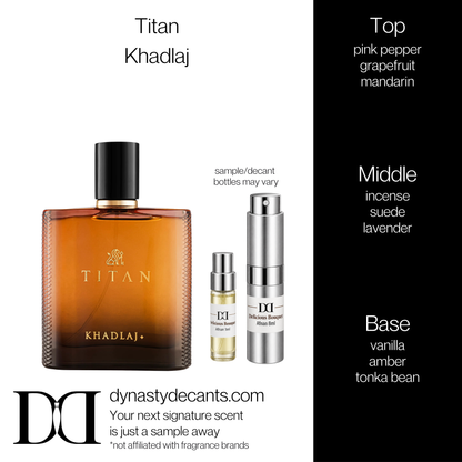 Fragrance sample bottle for Titan by Khadlaj