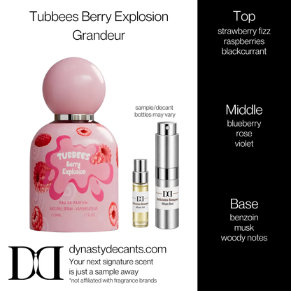 Fragrance sample bottle for Tubbees Berry Explosion by Grandeur