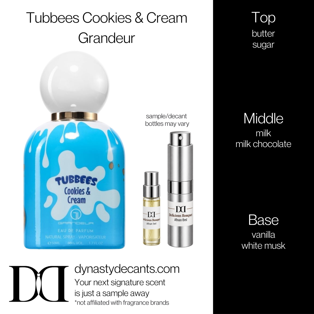 Fragrance sample bottle for Tubbees Cookies & Cream by Grandeur