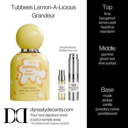 Fragrance sample bottle for Tubbees Lemon-A-Licious by Grandeur