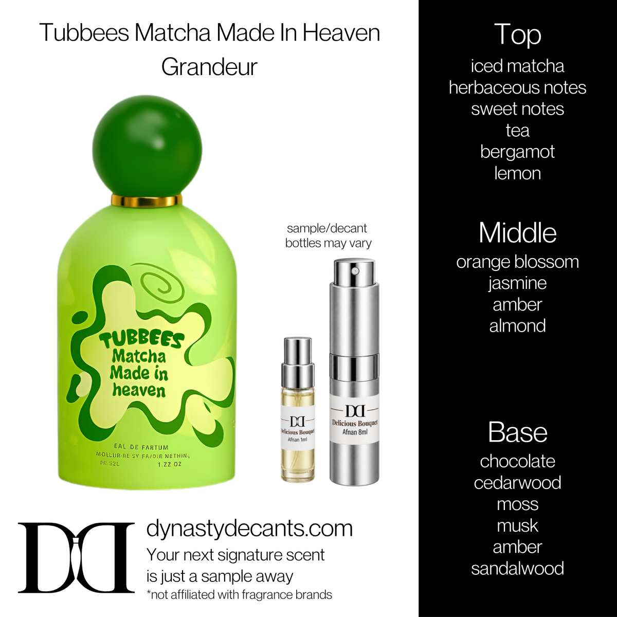 Fragrance sample bottle for Tubbees Matcha Made In Heaven by Grandeur