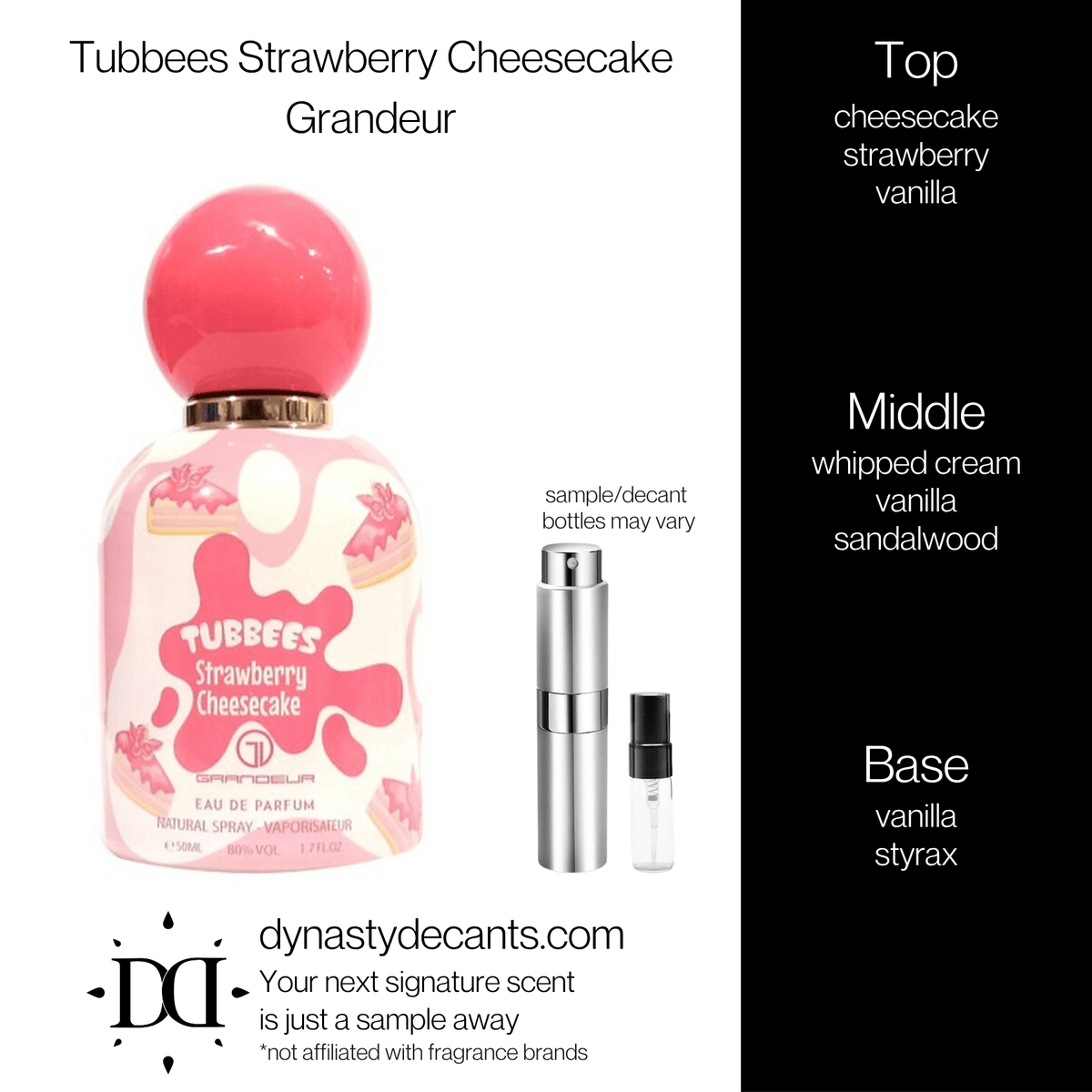 Fragrance sample bottle for Tubbees Strawberry Cheesecake by Grandeur