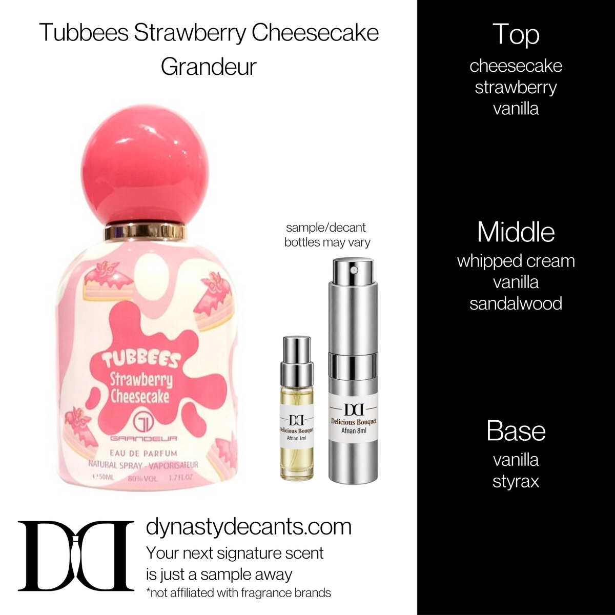 Fragrance sample bottle for Tubbees Strawberry Cheesecake by Grandeur
