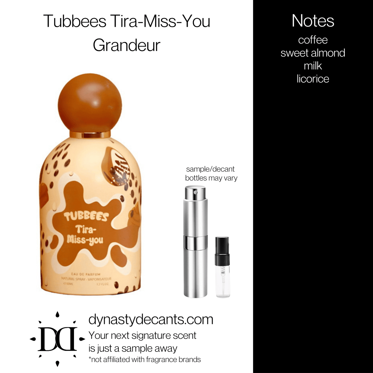Fragrance sample bottle for Tubbees Tira-Miss-You by Grandeur
