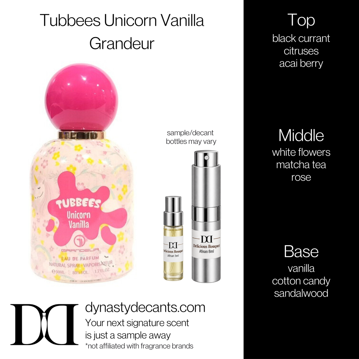 Fragrance sample bottle for Tubbees Unicorn Vanilla by Grandeur