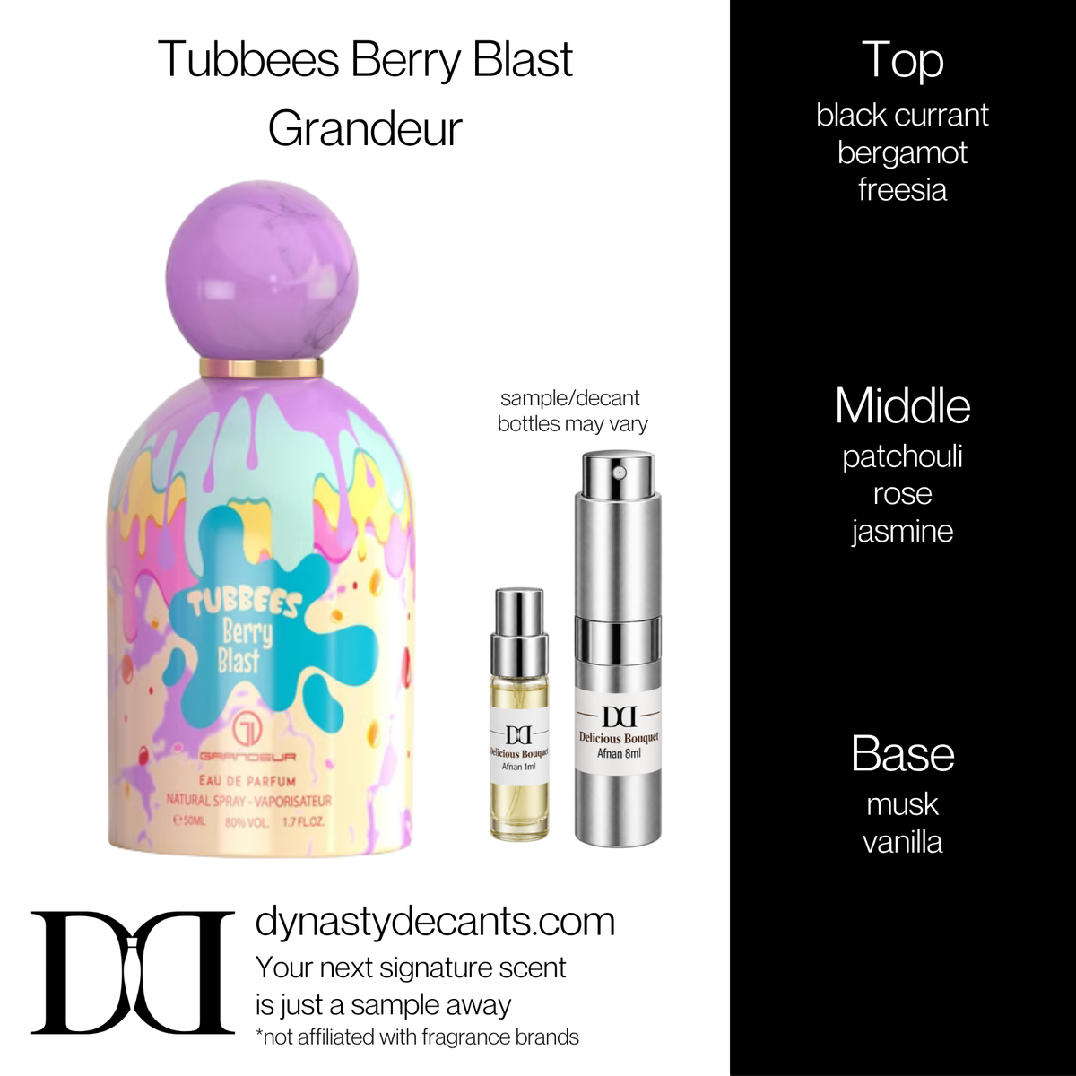 Fragrance sample bottle for Tubees Berry Blast by Grandeur