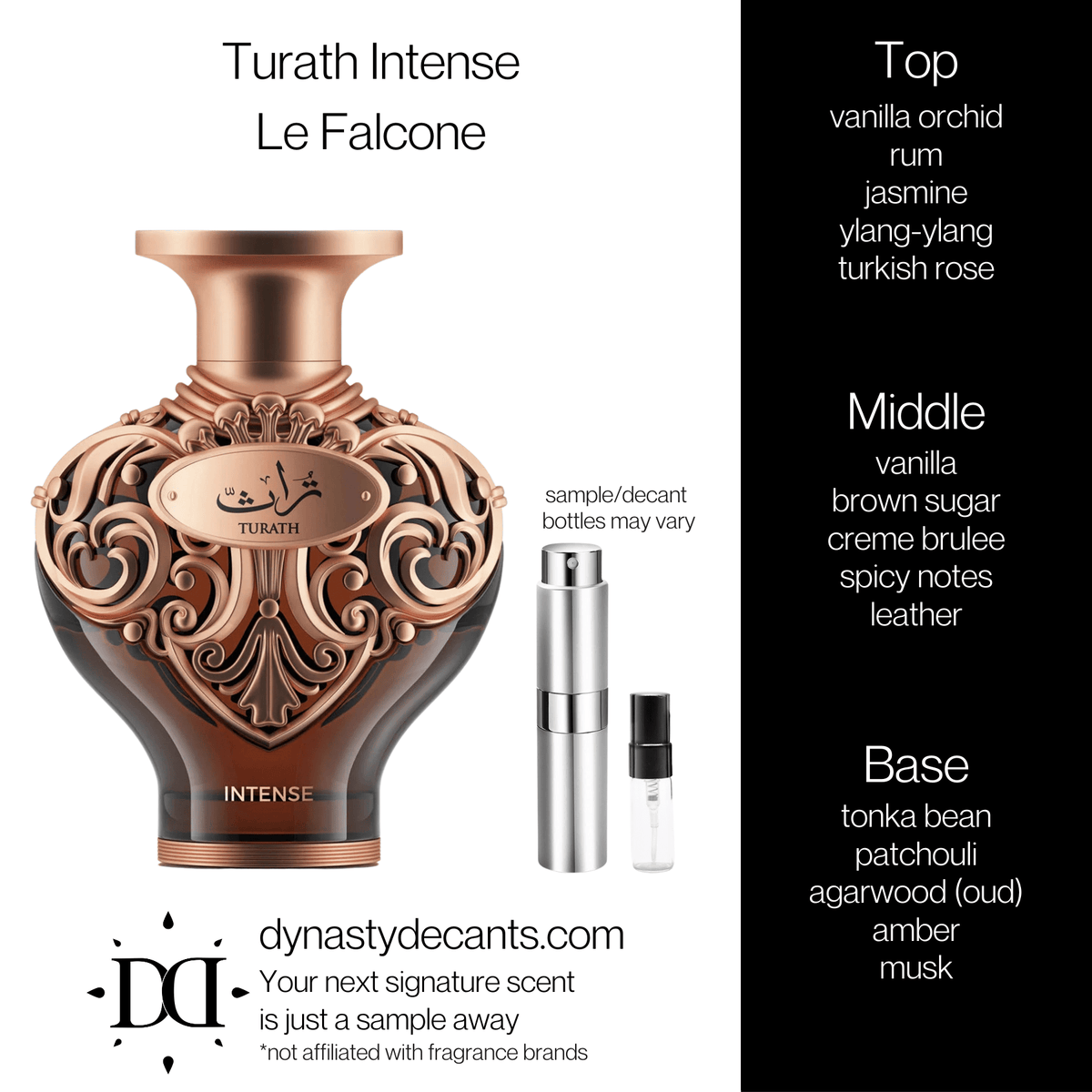 Fragrance sample bottle for Turath Intense by Le Falcone