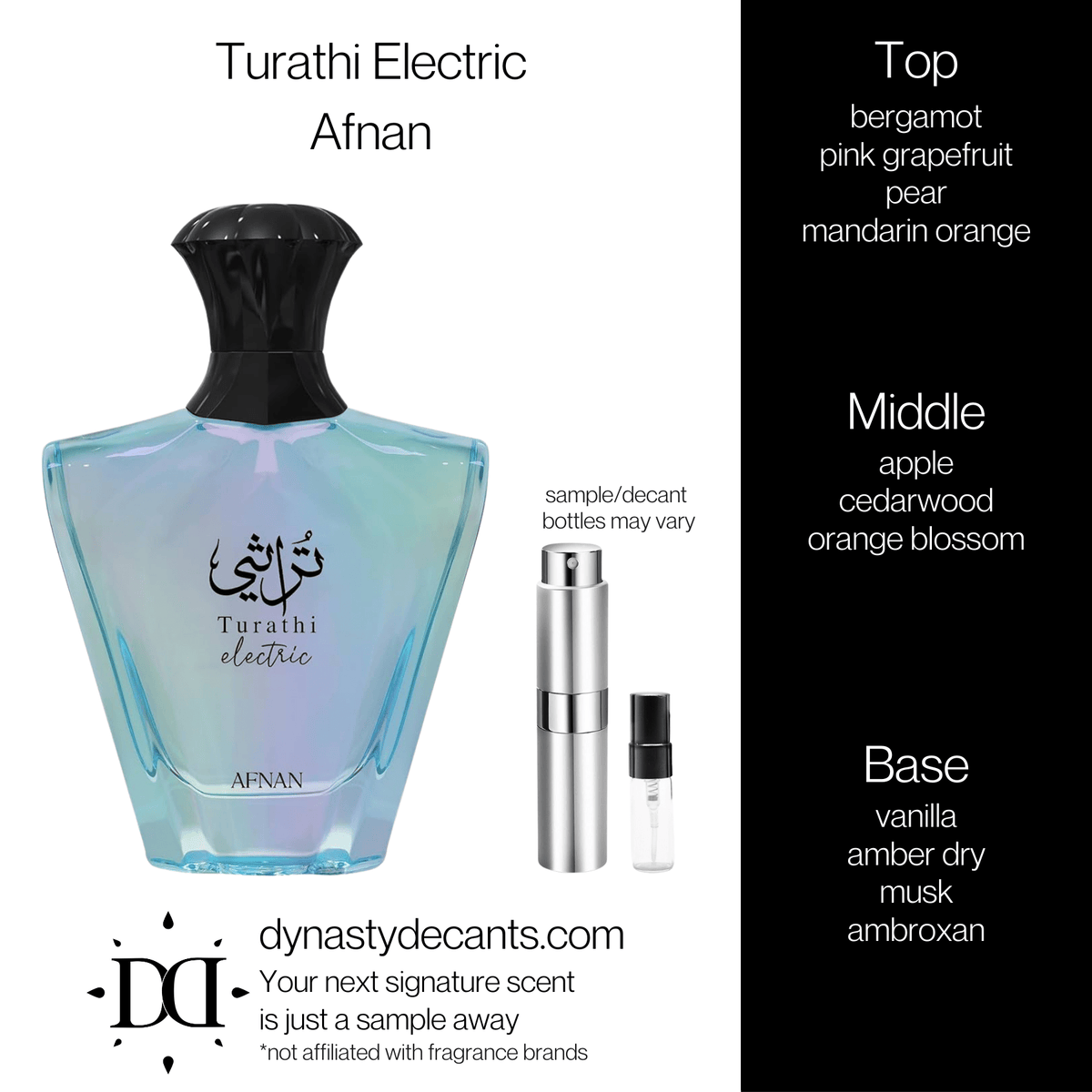 Fragrance sample bottle for Turathi Electric by Afnan