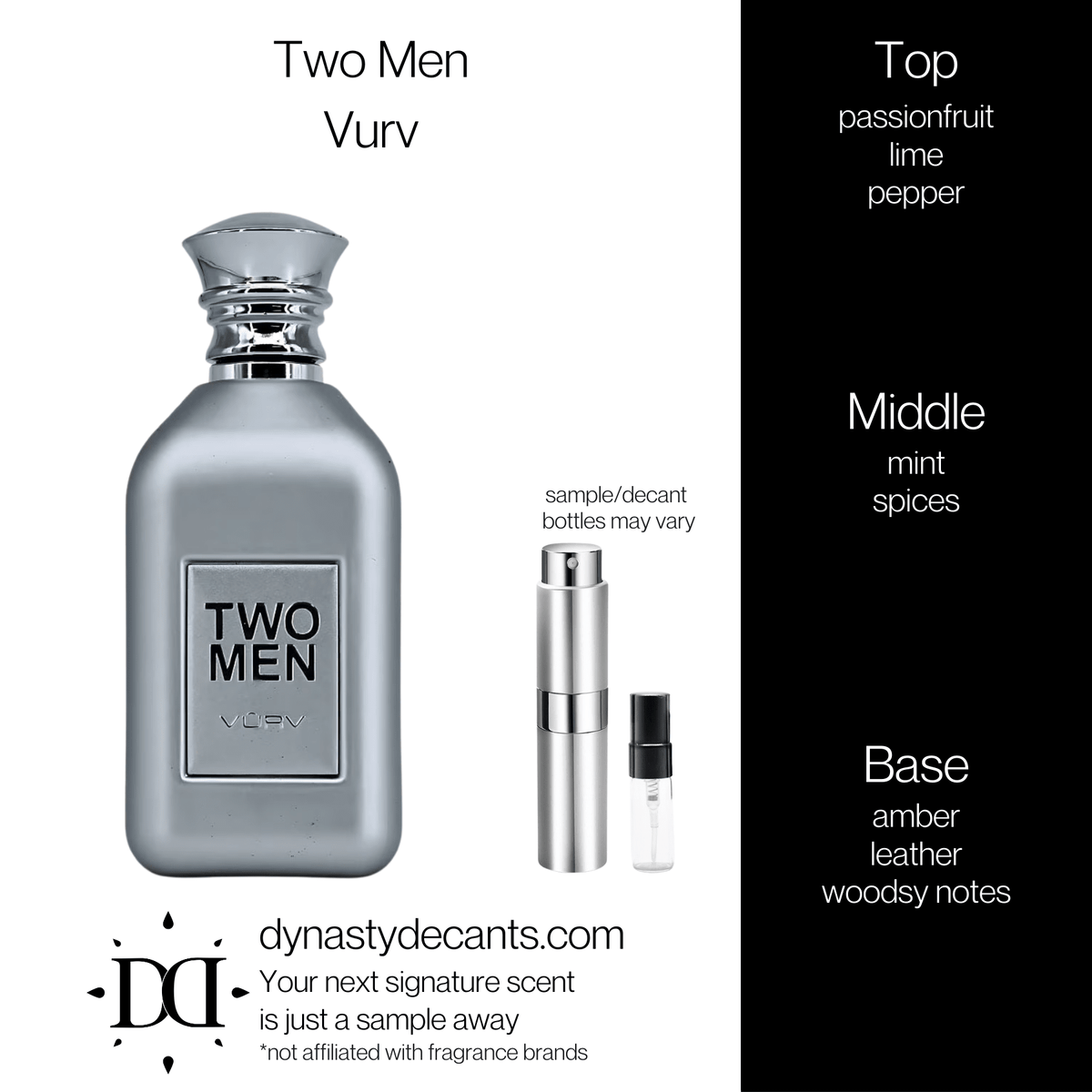 Fragrance sample bottle for Two Men by Vurv