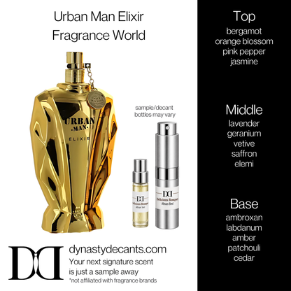Fragrance sample bottle for Urban Man Elixir by Fragrance World