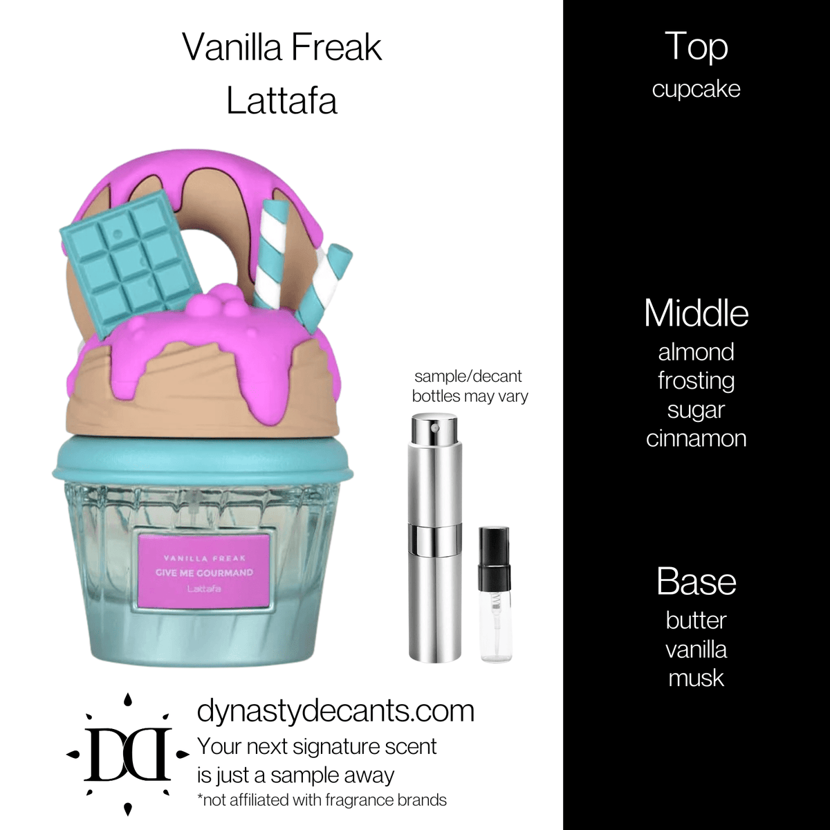 Fragrance sample bottle for Vanilla Freak by Lattafa