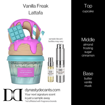 Fragrance sample bottle for Vanilla Freak by Lattafa