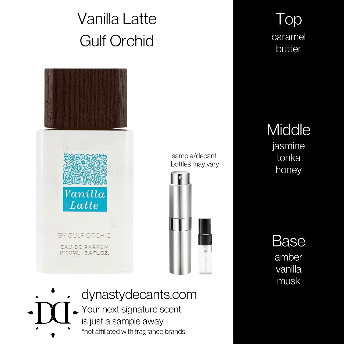 Fragrance sample bottle for Vanilla Latte by Gulf Orchid