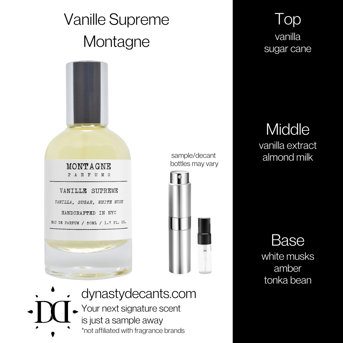 Fragrance sample bottle for Vanille Supreme by Montagne