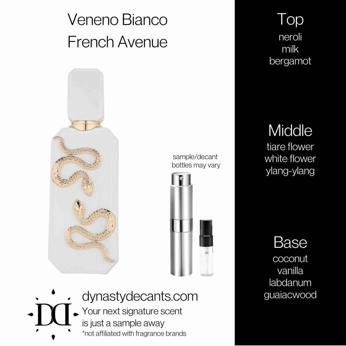 Fragrance sample bottle for Veneno Bianco by French Avenue
