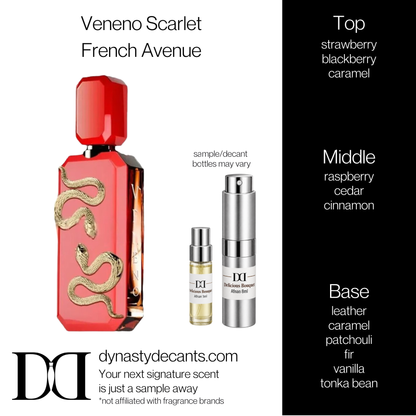 Fragrance sample bottle for Veneno Scarlet by French Avenue