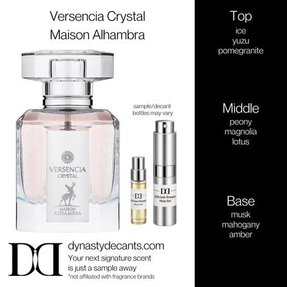 Fragrance sample bottle for Versencia Crystal by Maison Alhambra