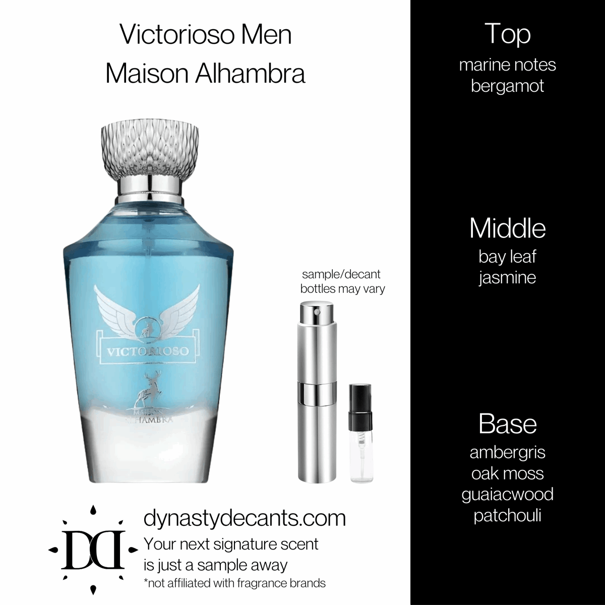 Fragrance sample bottle for Victorioso Men by Maison Alhambra