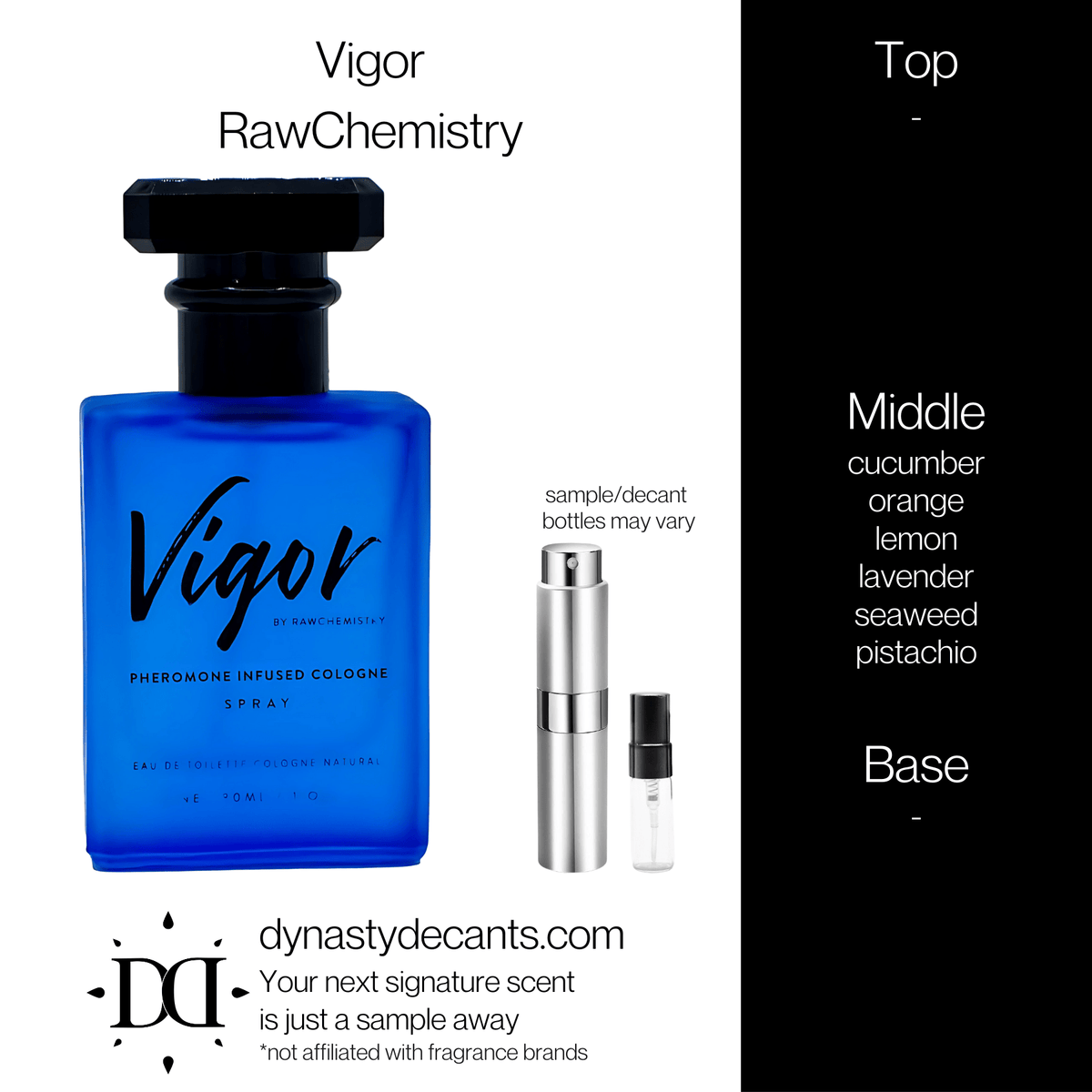 Fragrance sample bottle for Vigor by RawChemistry