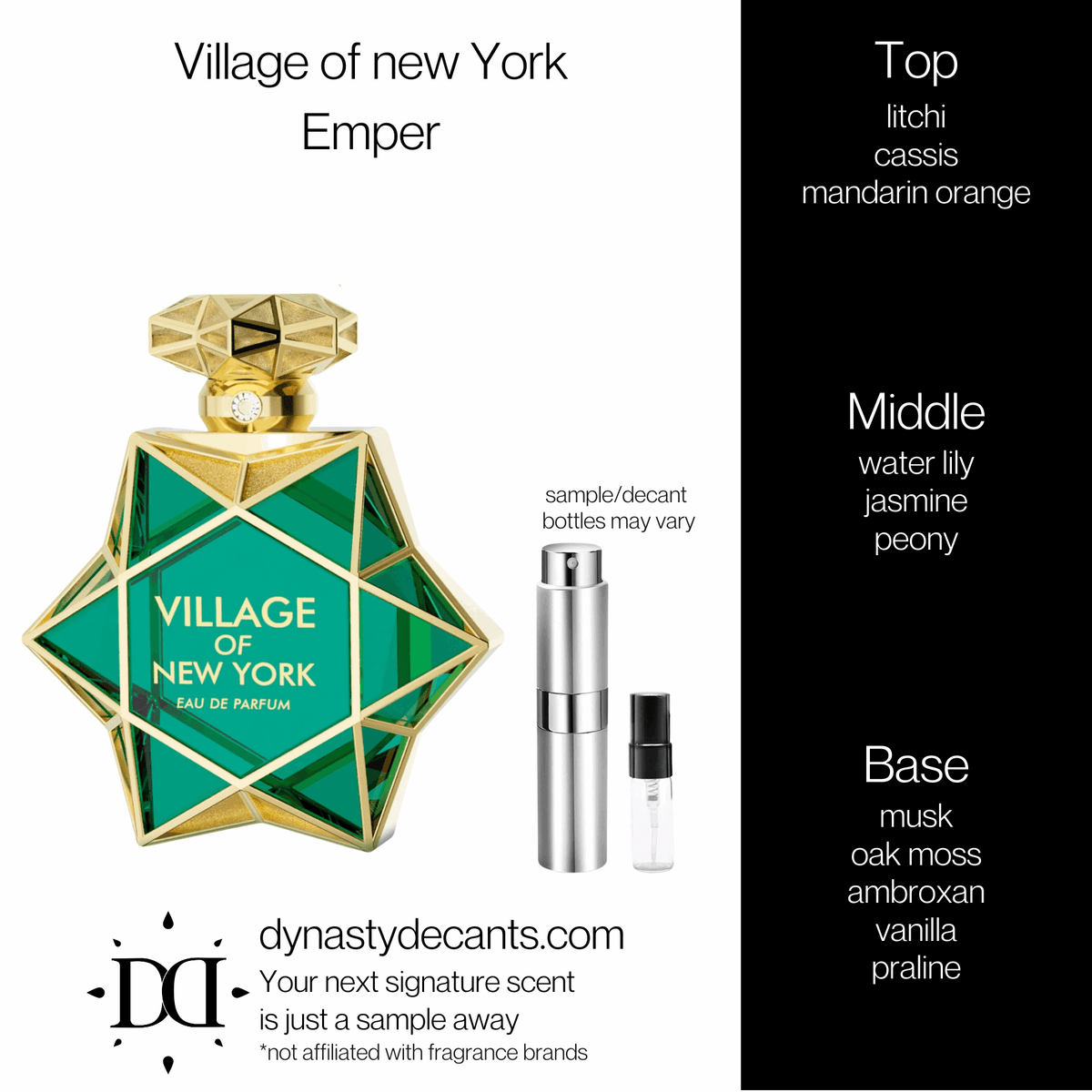 Fragrance sample bottle for Village of New York by Emper