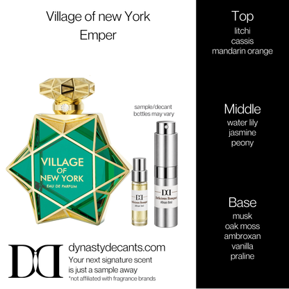 Fragrance sample bottle for Village of New York by Emper