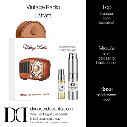 Fragrance sample bottle for Vintage Radio by Lattafa