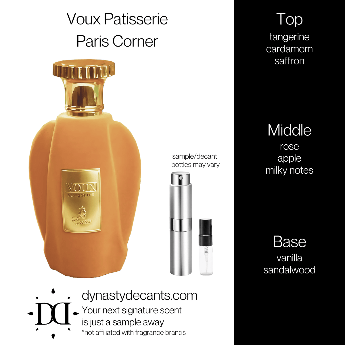Fragrance sample bottle for Voux Patisserie by Paris Corner