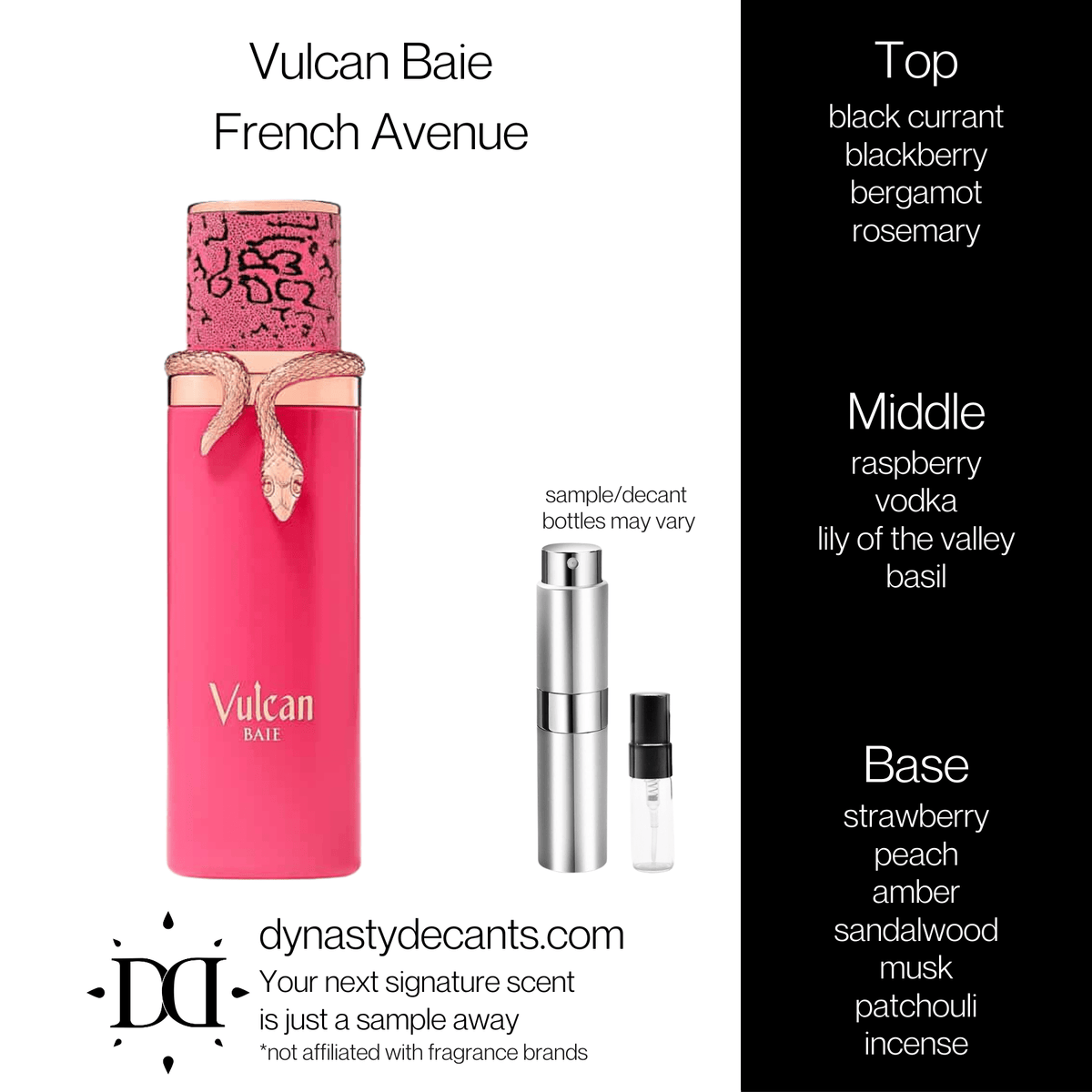 Fragrance sample bottle for Vulcan Baie by French Avenue