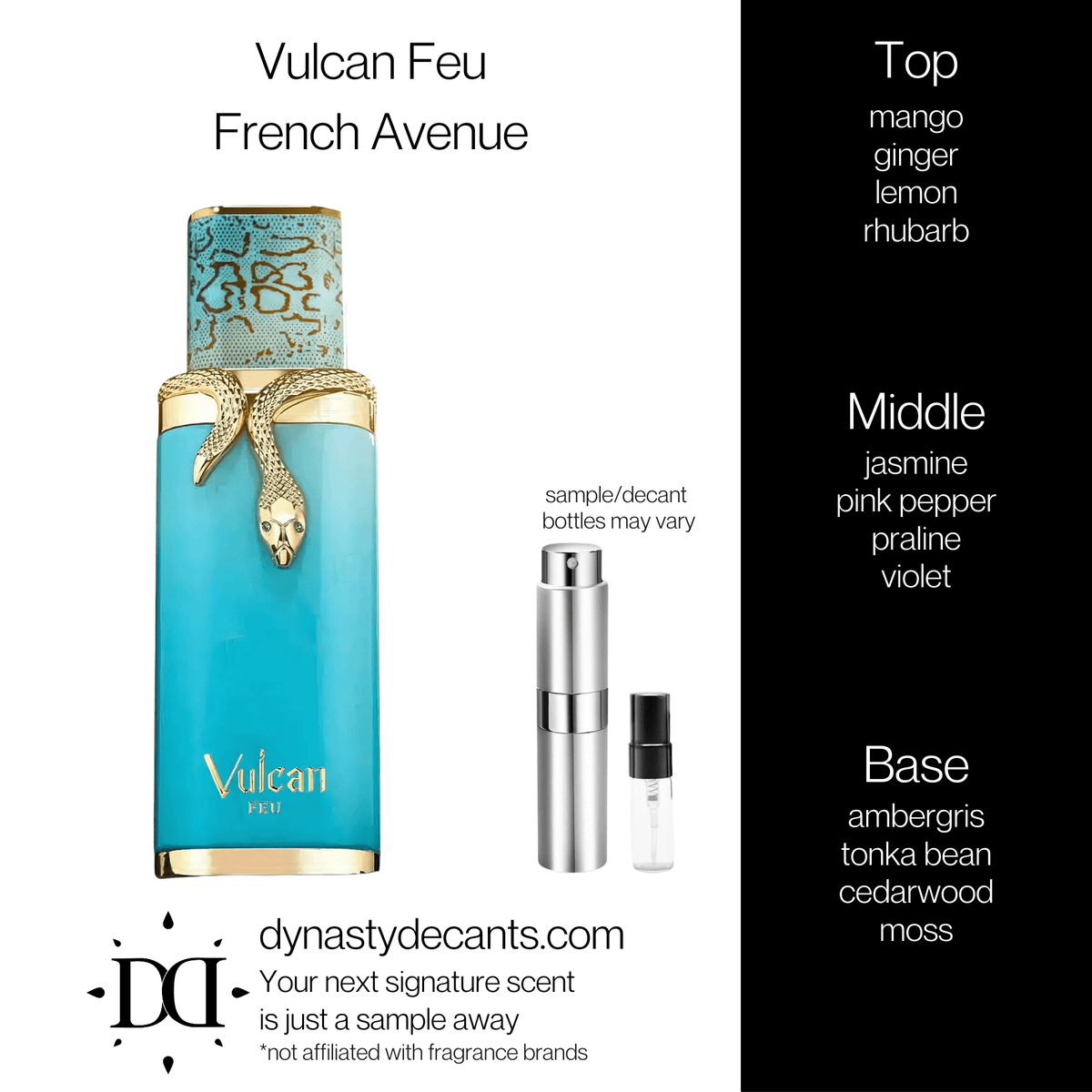Fragrance sample bottle for Vulcan Feu by French Avenue