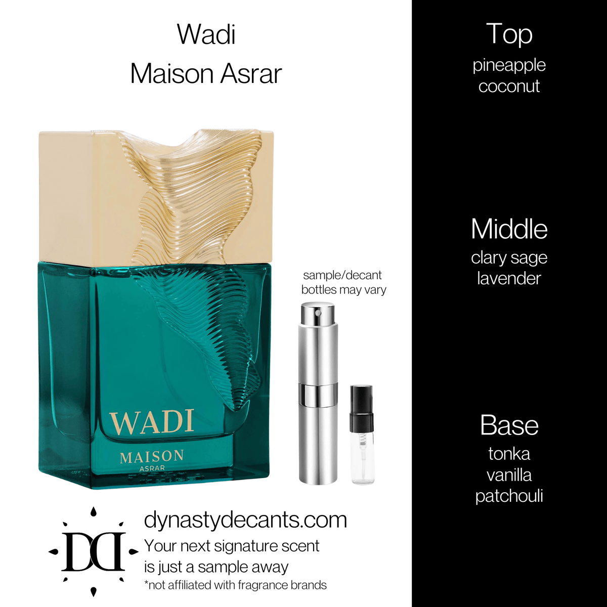 Fragrance sample bottle for Wadi by Maison Asrar