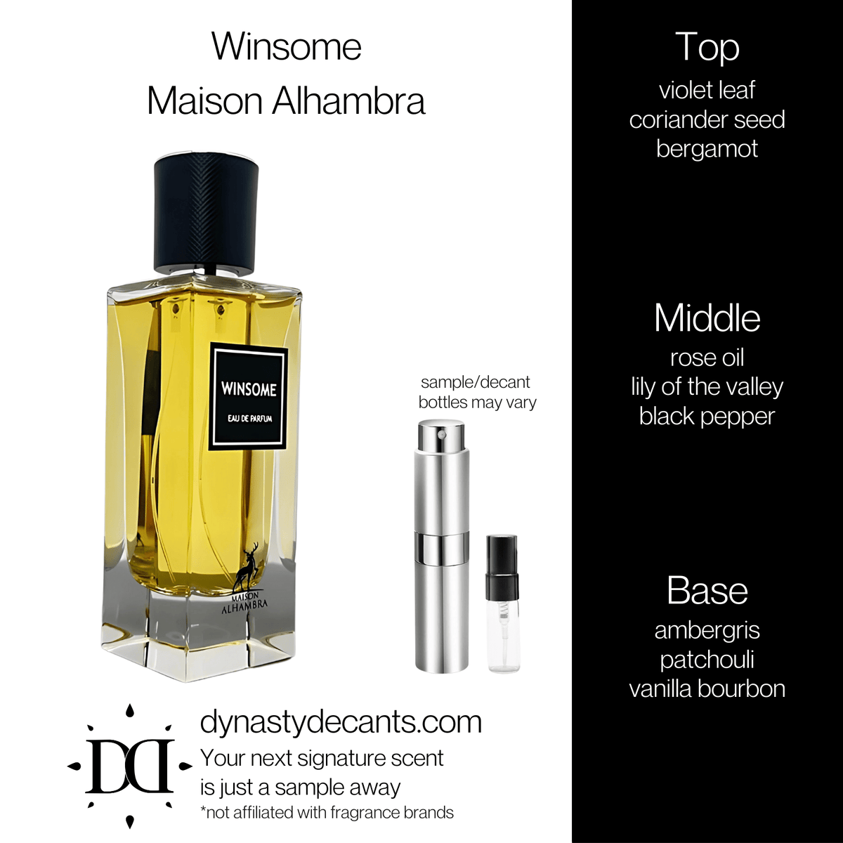 Fragrance sample bottle for Winsome by Maison Alhambra