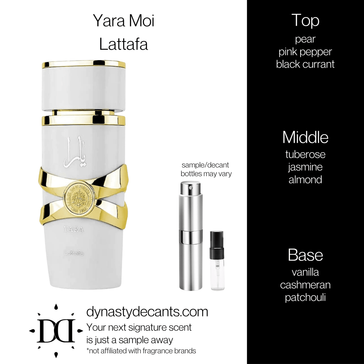 Fragrance sample bottle for Yara Moi by Lattafa