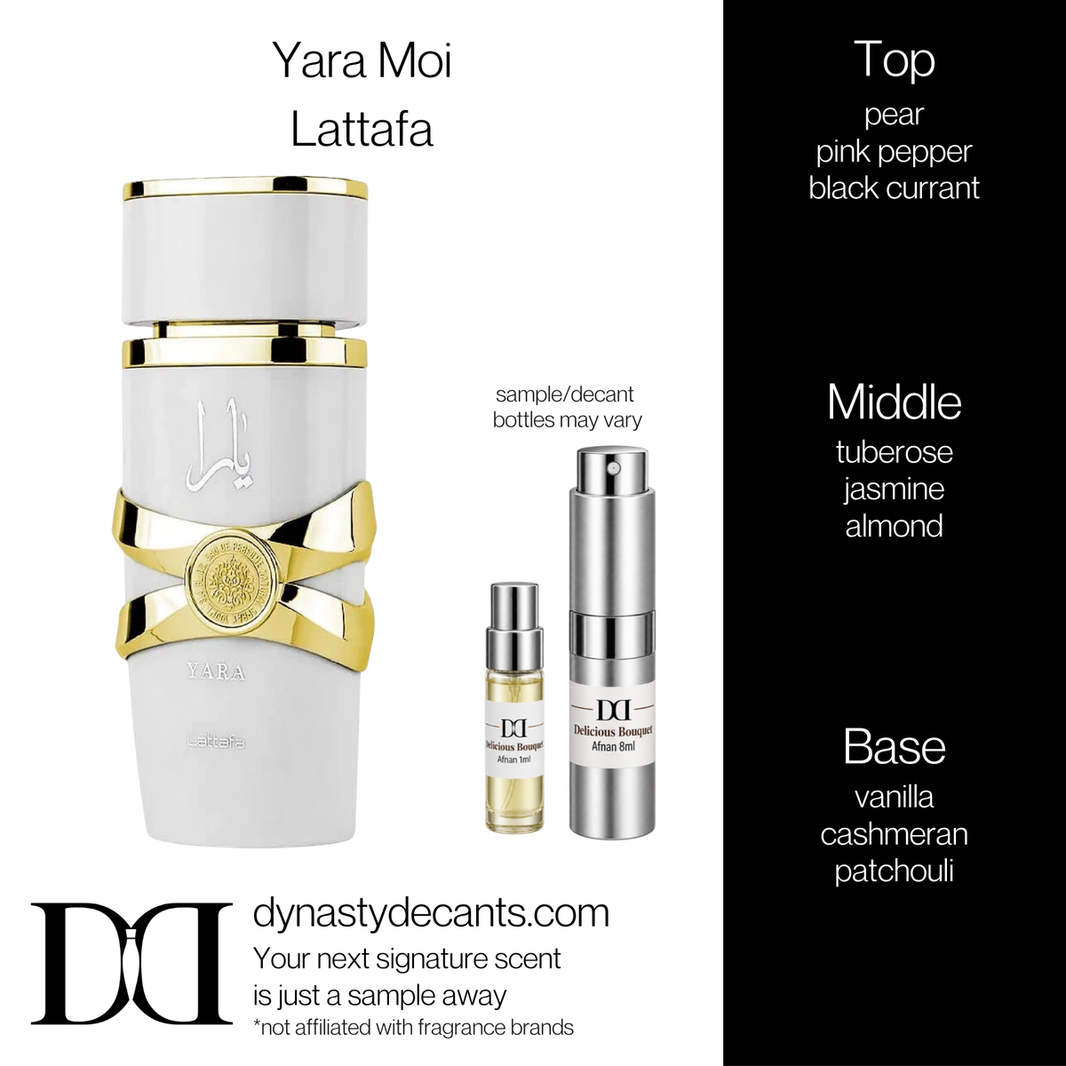 Fragrance sample bottle for Yara Moi by Lattafa