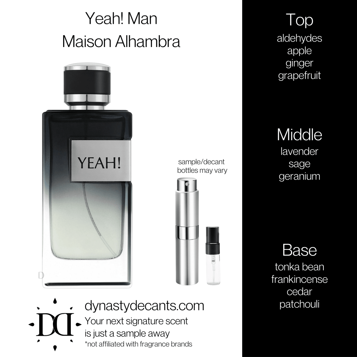 Fragrance sample bottle for Yeah! Man by Maison Alhambra